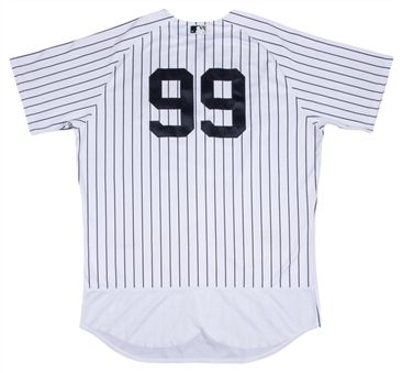 2017 Aaron Judge Game Used & Photo Matched New York Yankees Pinstripe Home Jersey Worn On 9/1/17 & 9/2/17 Vs. Red Sox (MLB Authenticated, Steiner & Resolution Photomatching)